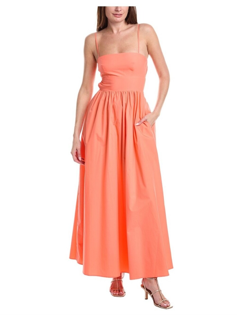Susana Monaco Coral Maxi Dress with Spaghetti Straps